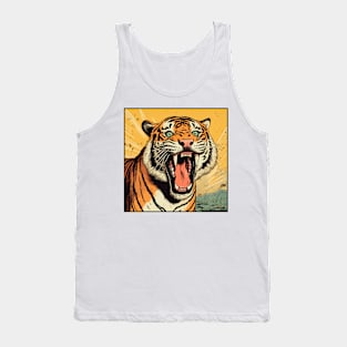 Colorful Tiger Cartoon Vintage Bengals Tiger Drawing Comics Fearless Tiger Tank Top